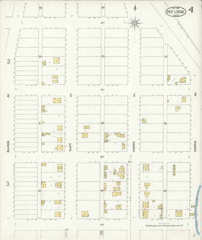 Sanborn Fire Insurance Map from Red Lodge, Carbon County, Montana (1901), Sheet #0004 - Complete Map Set gallery image, historic Sanborn map, vintage wall art, Montana Montana