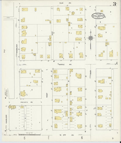 Sanborn Fire Insurance Map from Stillwater, Payne County, Oklahoma (1913), Sheet #0003 - Complete Map Set gallery image, historic Sanborn map, vintage wall art, Oklahoma Oklahoma