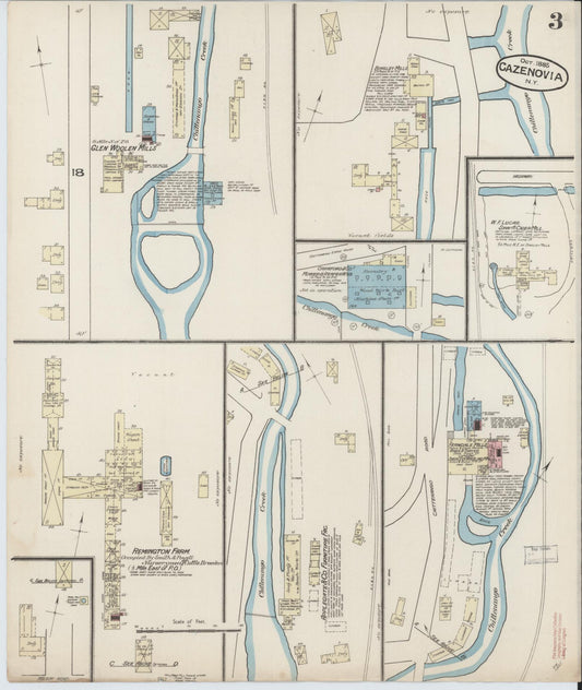 Sanborn Fire Insurance Map from Cazenovia, Madison County, New York (1885), Sheet #0003 - Historic Sanborn Fire Insurance Map Print, vintage old map wall art, antique decor, genealogy gift, New York New York map