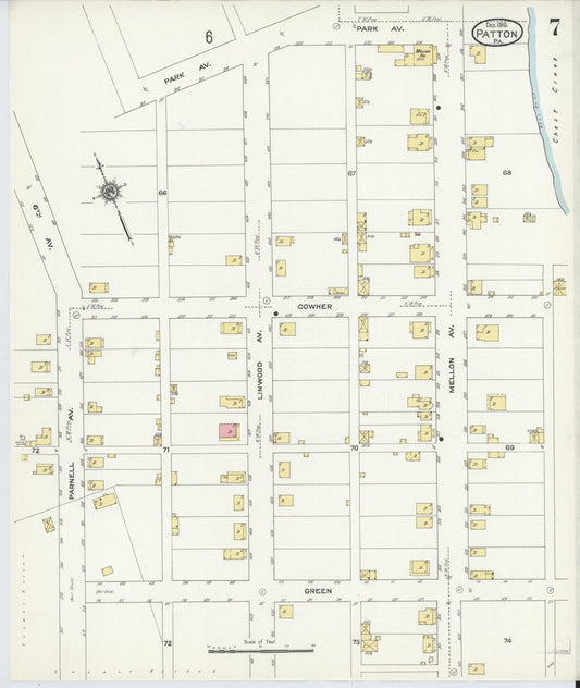 Sanborn Fire Insurance Map from Patton, Cambria County, Pennsylvania (1910), Sheet #0007 - Historic Sanborn Fire Insurance Map Print, vintage old map wall art, antique decor, genealogy gift, Pennsylvania Pennsylvania map