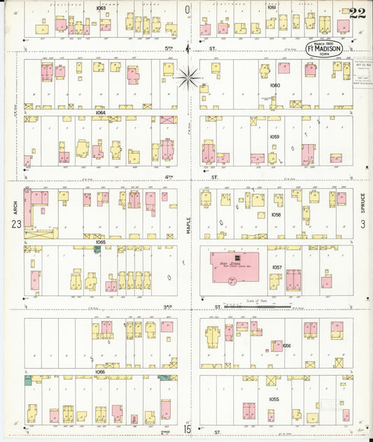 Sanborn Fire Insurance Map from Fort Madison, Lee County, Iowa (1900), Sheet #0022 - Historic Sanborn Fire Insurance Map Print, vintage old map wall art