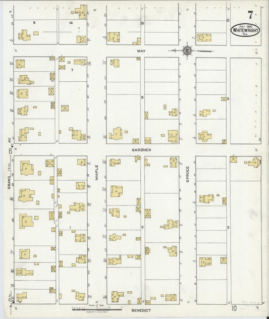 Sanborn Fire Insurance Map from Whitewright, Grayson County, Texas (1920), Sheet #0007 - Historic Sanborn Fire Insurance Map Print, vintage old map wall art, antique decor, genealogy gift, Texas Texas map