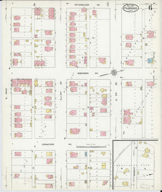 Sanborn Fire Insurance Map from Florence, Fremont County, Colorado (1912), Sheet #0006 - Historic Sanborn Fire Insurance Map Print, vintage old map wall art, antique decor, genealogy gift, Colorado Colorado map