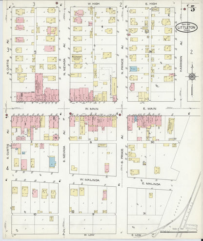 Sanborn Fire Insurance Map from Littleton, Arapahoe County, Colorado (1914), Sheet #0005 - Complete Map Set gallery image, historic Sanborn map, vintage wall art, Colorado Colorado