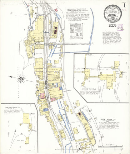 Sanborn Fire Insurance Map from Burke, Shoshone County, Idaho (1909), Sheet #0001 - Complete Map Set gallery image, historic Sanborn map, vintage wall art, Idaho Idaho