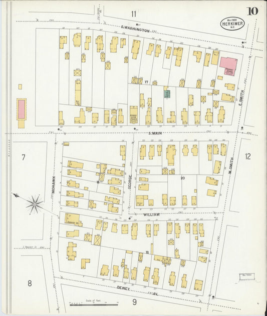 Sanborn Fire Insurance Map from Herkimer, Herkimer County, New York (1900), Sheet #0010 - Historic Sanborn Fire Insurance Map Print, vintage old map wall art, antique decor, genealogy gift, New York New York map