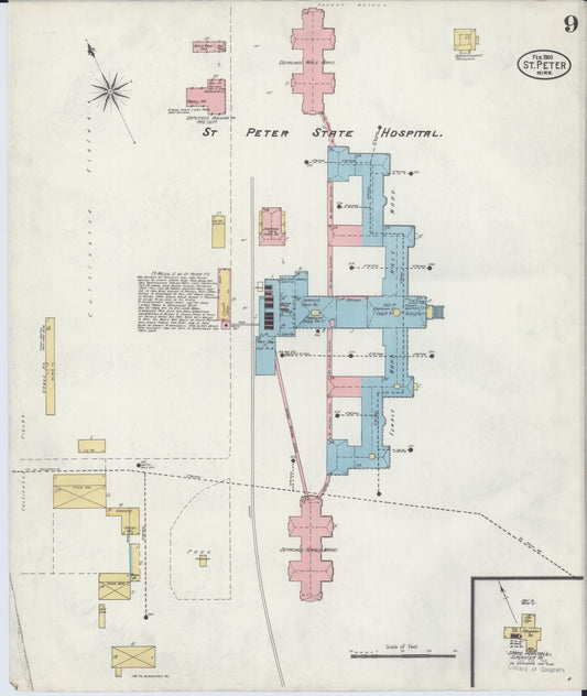 Sanborn Fire Insurance Map from Saint Peter, Nicollet County, Minnesota (1900), Sheet #0009 - Historic Sanborn Fire Insurance Map Print, vintage old map wall art, antique decor, genealogy gift, Minnesota Minnesota map