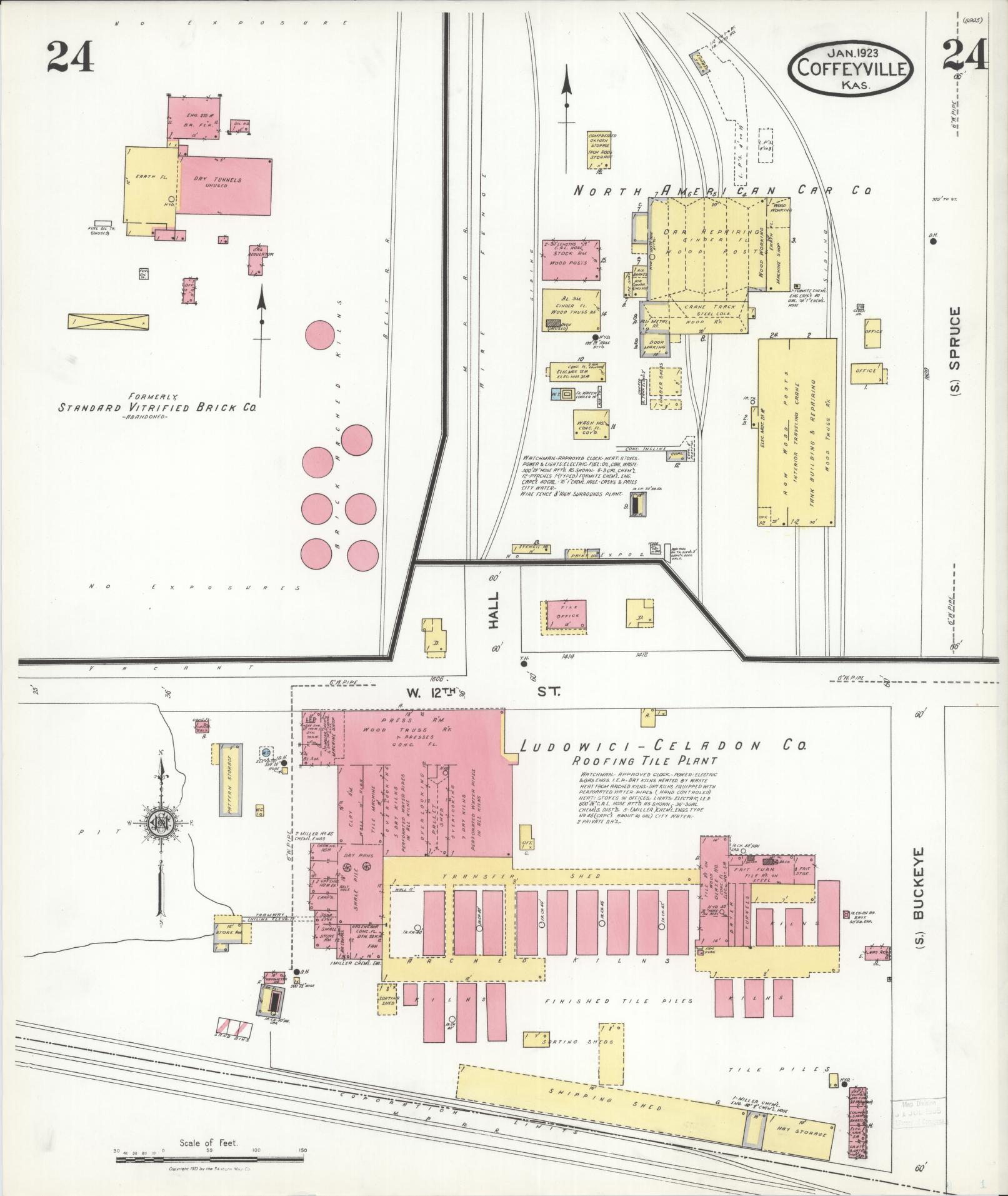 Sanborn Fire Insurance Map from Coffeyville, Montgomery County, Kansas (1923), Sheet #0024 - Complete Map Set gallery image, historic Sanborn map, vintage wall art, Kansas Kansas