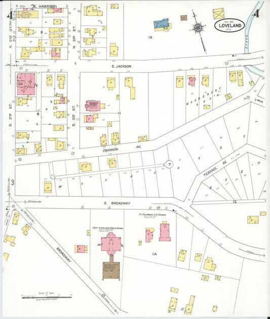 Sanborn Fire Insurance Map from Loveland, Clermont, Hamilton, And Warren County, Ohio (1923), Sheet #0004 - Historic Sanborn Fire Insurance Map Print, vintage old map wall art, antique decor, genealogy gift, Ohio Ohio map