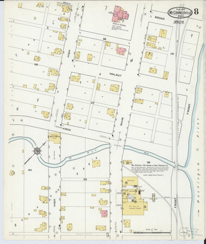 Sanborn Fire Insurance Map from McConnelsville, Morgan County, Ohio (1917), Sheet #0008 - Historic Sanborn Fire Insurance Map Print, vintage old map wall art, antique decor, genealogy gift, Ohio Ohio map