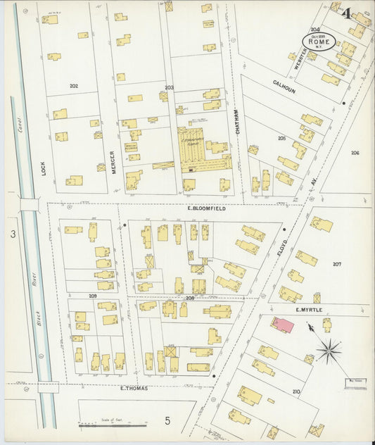 Sanborn Fire Insurance Map from Rome, Oneida County, New York (1899), Sheet #0004 - Historic Sanborn Fire Insurance Map Print, vintage old map wall art, antique decor, genealogy gift, New York New York map