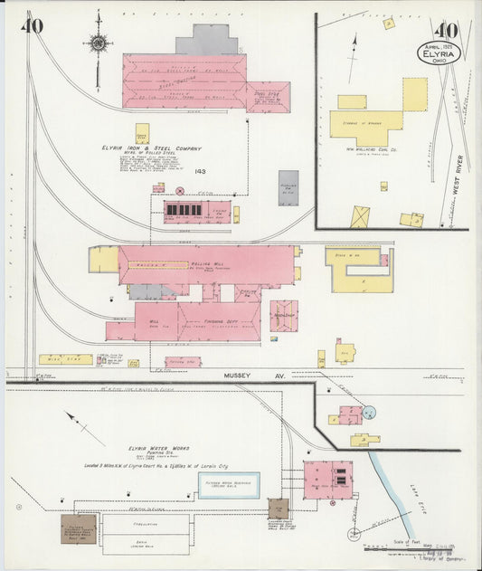 Sanborn Fire Insurance Map from Elyria, Lorain County, Ohio (1925), Sheet #0040 - Historic Sanborn Fire Insurance Map Print, vintage old map wall art, antique decor, genealogy gift, Ohio Ohio map