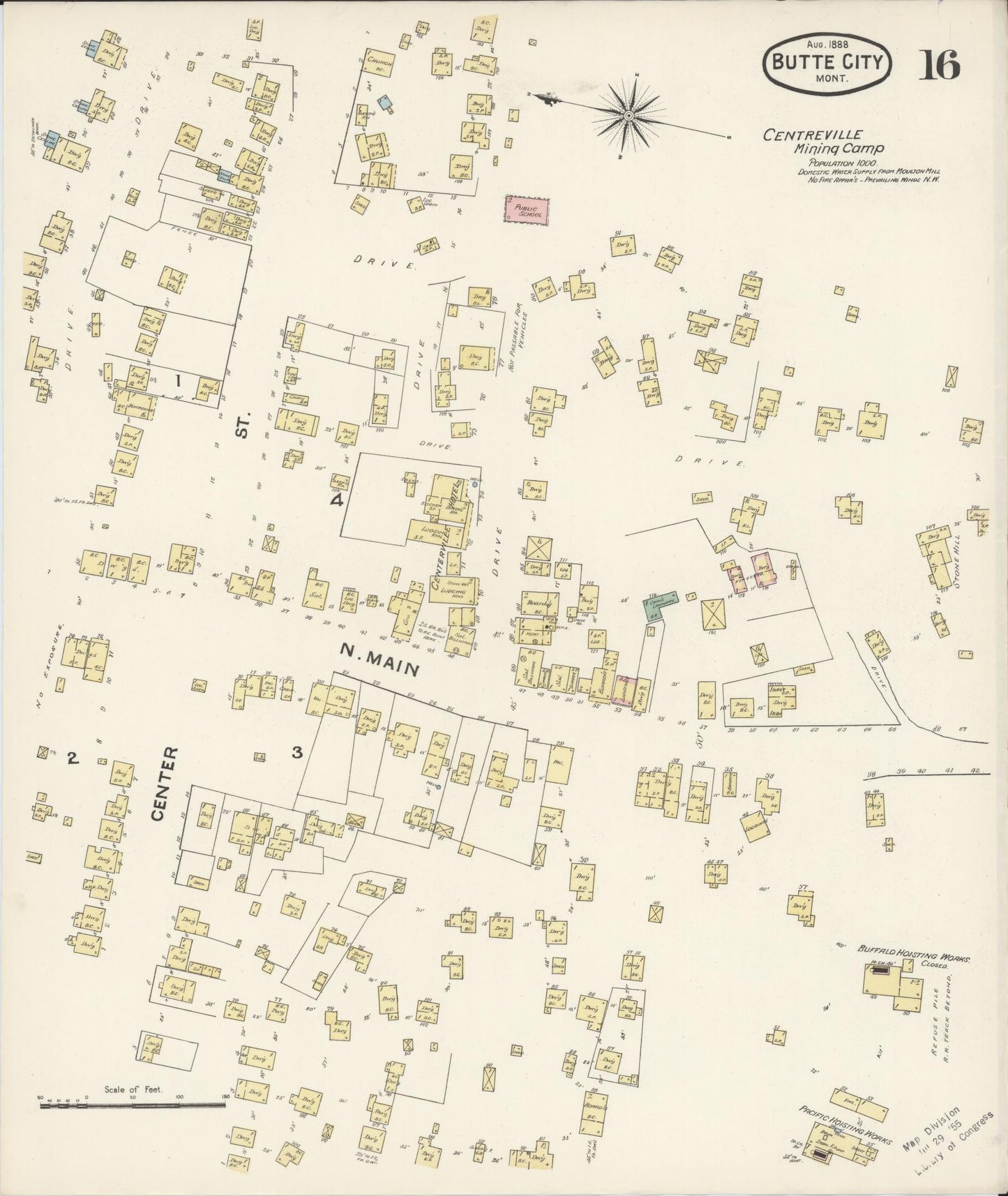 Sanborn Fire Insurance Map from Butte, Silver Bow County, Montana (1888), Sheet #0016 - Complete Map Set gallery image, historic Sanborn map, vintage wall art, Montana Montana