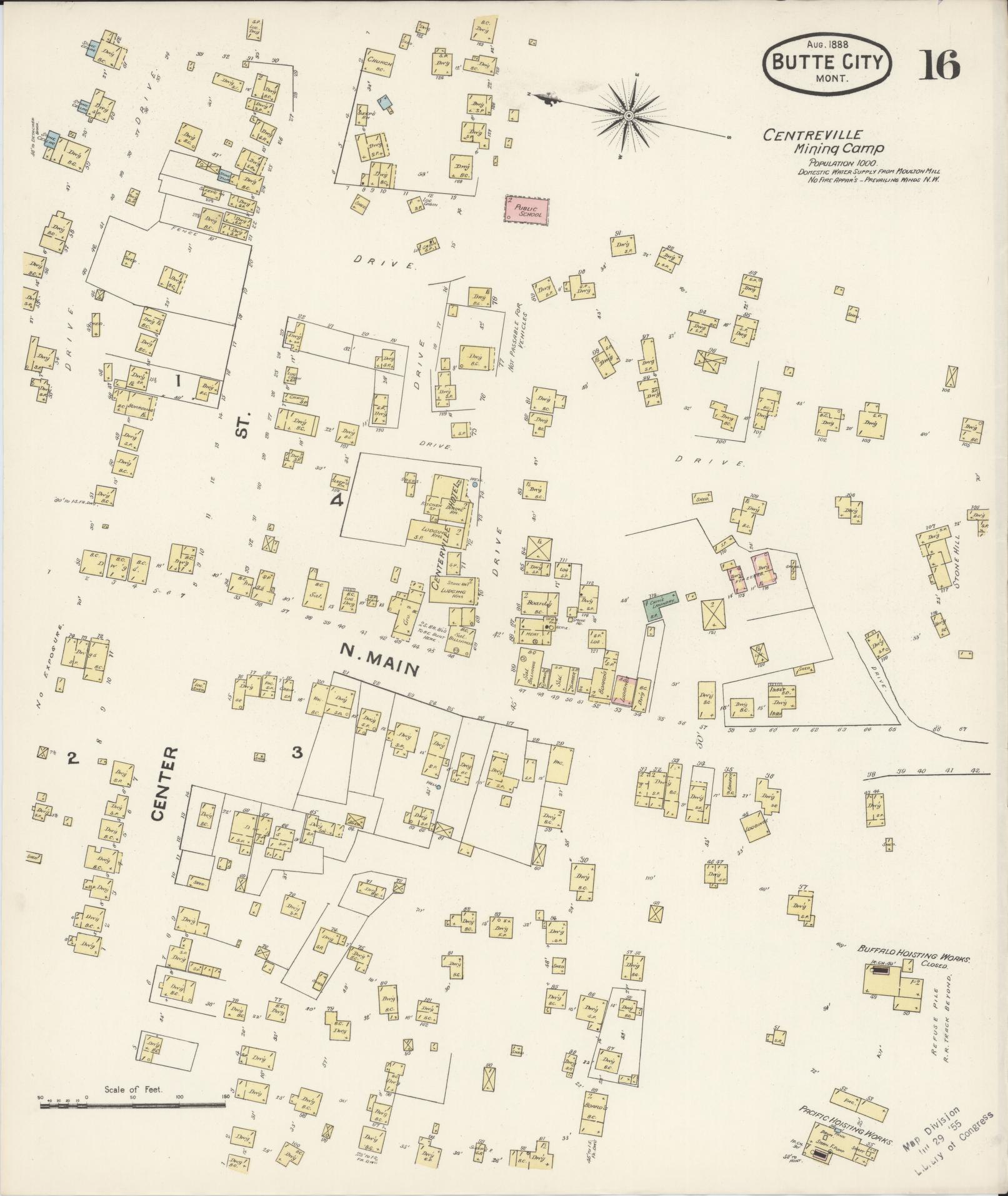 Sanborn Fire Insurance Map from Butte, Silver Bow County, Montana (1888), Sheet #0016 - Complete Map Set gallery image, historic Sanborn map, vintage wall art, Montana Montana