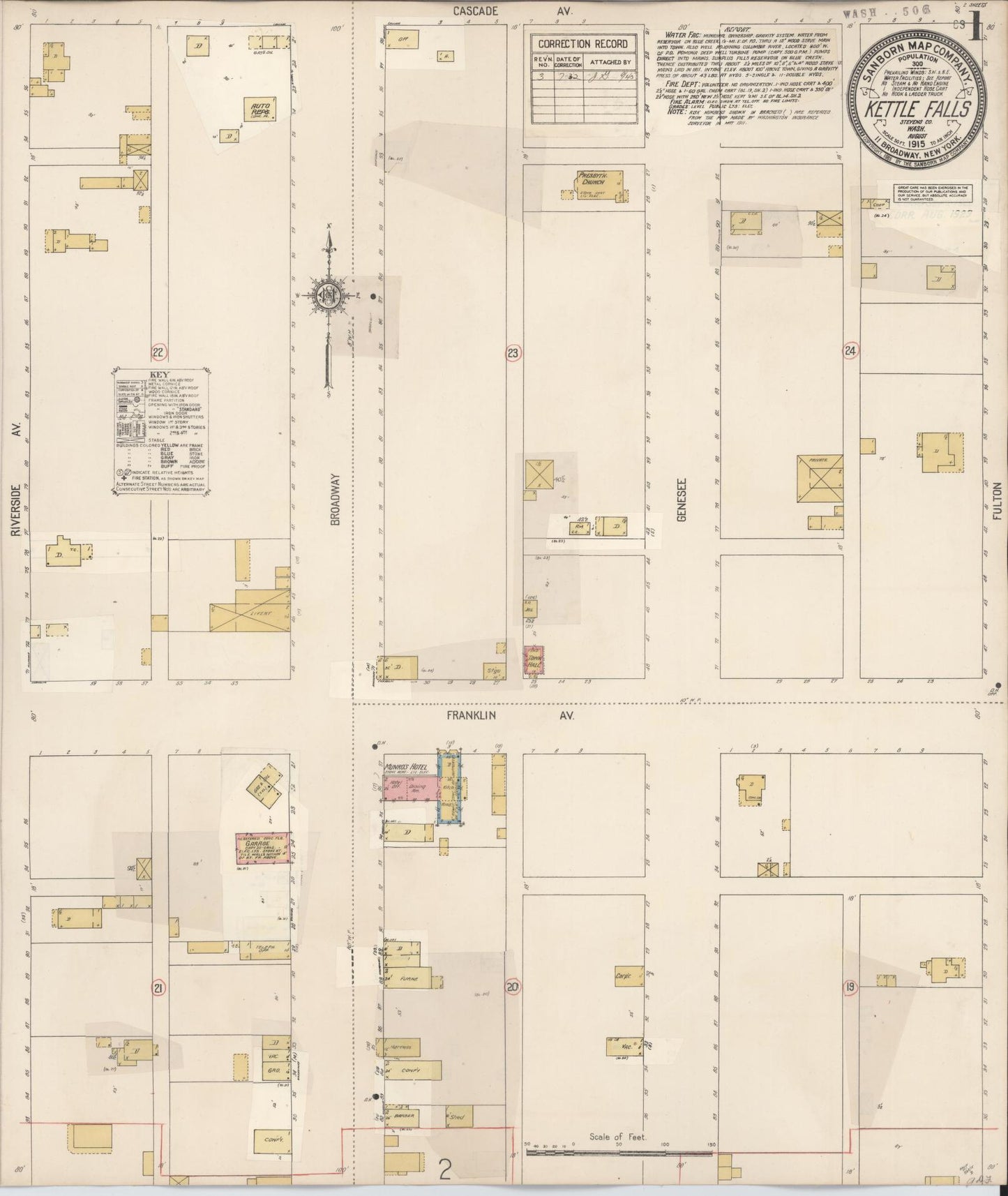 Sanborn Fire Insurance Map from Kettle Falls, Stevens County, Washington (1932), Sheet #0001 - Complete Map Set gallery image, historic Sanborn map, vintage wall art, Washington Washington