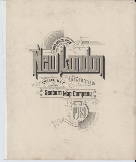 Sanborn Fire Insurance Map from New London, New London County, Connecticut (1921), Sheet #0001 - Historic Sanborn Fire Insurance Map Print, vintage old map wall art, antique decor, genealogy gift, Connecticut Connecticut map