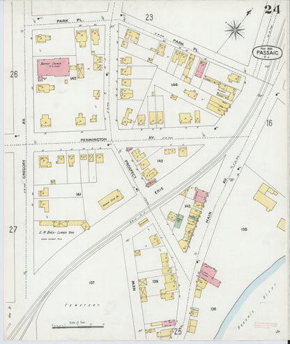 Sanborn Fire Insurance Map from Passaic, Passaic County, New Jersey (1899), Sheet #0024 - Complete Map Set gallery image, historic Sanborn map, vintage wall art, New Jersey New Jersey