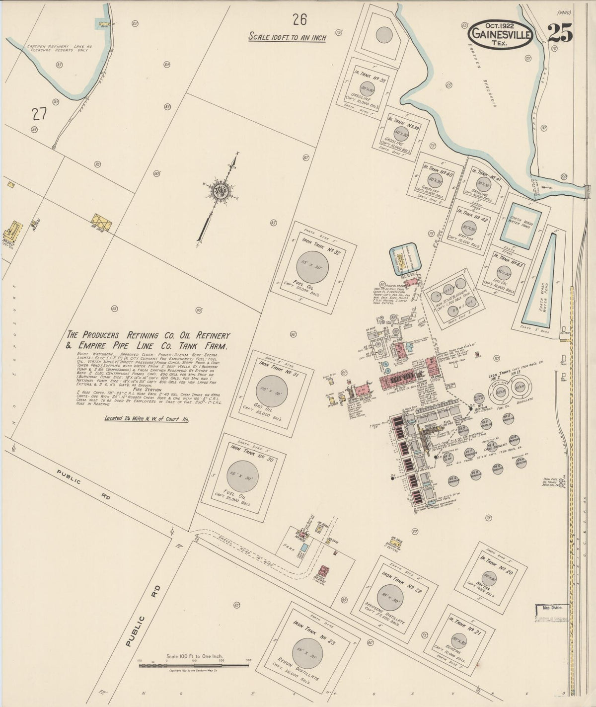 Sanborn Fire Insurance Map from Gainesville, Cooke County, Texas (1922), Sheet #0025 - Complete Map Set gallery image, historic Sanborn map, vintage wall art, Texas Texas