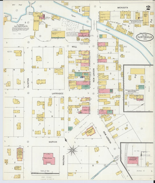 Sanborn Fire Insurance Map from Clintonville, Waupaca County, Wisconsin (1904), Sheet #0002 - Historic Sanborn Fire Insurance Map Print, vintage old map wall art, antique decor, genealogy gift, Wisconsin Wisconsin map