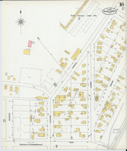Sanborn Fire Insurance Map from Rhinelander, Oneida County, Wisconsin (1900), Sheet #0016 - Historic Sanborn Fire Insurance Map Print, vintage old map wall art, antique decor, genealogy gift, Wisconsin Wisconsin map