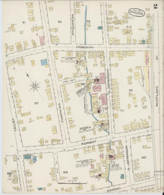 Sanborn Fire Insurance Map from Orange, Essex County, New Jersey (1885), Sheet #0002 - Complete Map Set gallery image, historic Sanborn map, vintage wall art, New Jersey New Jersey