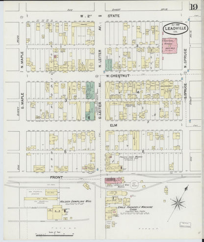 Sanborn Fire Insurance Map from Leadville, Lake County, Colorado (1889), Sheet #0019 - Complete Map Set gallery image, historic Sanborn map, vintage wall art, Colorado Colorado