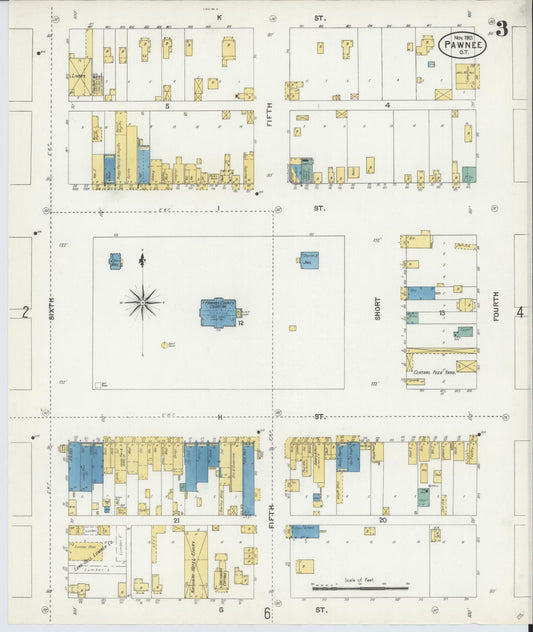 Sanborn Fire Insurance Map from Pawnee, Pawnee County, Oklahoma (1903), Sheet #0003 - Historic Sanborn Fire Insurance Map Print, vintage old map wall art, antique decor, genealogy gift, Oklahoma Oklahoma map