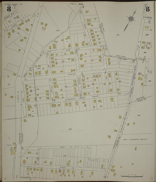 Sanborn Fire Insurance Map from Clark's Summit, Lackawanna County, Pennsylvania (1942), Sheet #0008 - Historic Sanborn Fire Insurance Map Print, vintage old map wall art, antique decor, genealogy gift, Pennsylvania Pennsylvania map