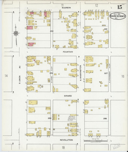 Sanborn Fire Insurance Map from Havre De Grace, Harford County, Maryland (1921), Sheet #0015 - Historic Sanborn Fire Insurance Map Print, vintage old map wall art, antique decor, genealogy gift, Maryland Maryland map