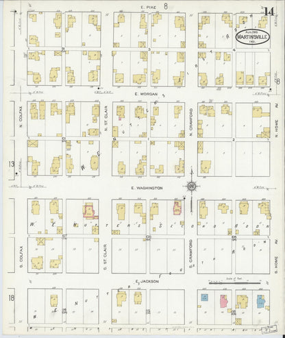 Sanborn Fire Insurance Map from Martinsville, Morgan County, Indiana (1916), Sheet #0014 - Complete Map Set gallery image, historic Sanborn map, vintage wall art, Indiana Indiana