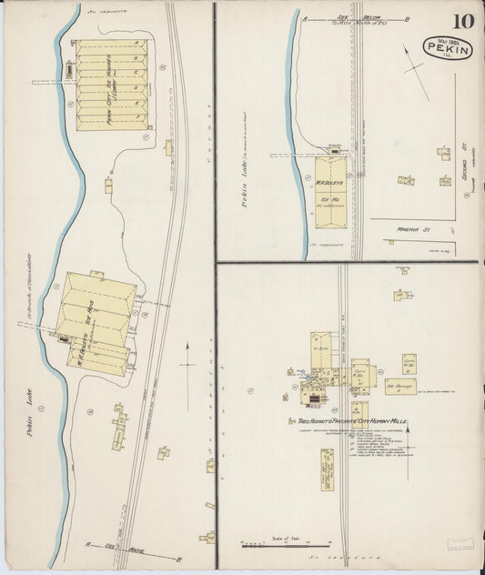 Sanborn Fire Insurance Map from Pekin, Tazewell County, Illinois (1885), Sheet #0010 - Historic Sanborn Fire Insurance Map Print, vintage old map wall art, antique decor, genealogy gift, Illinois Illinois map