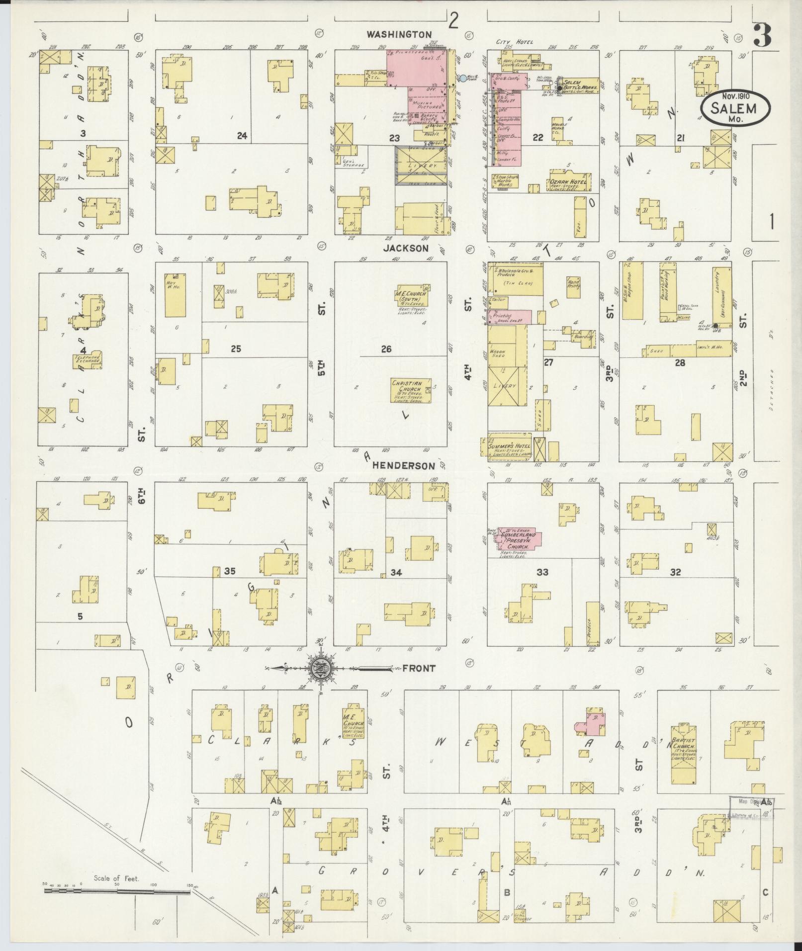 Sanborn Fire Insurance Map from Salem, Dent County, Missouri (1910), Sheet #0003 - Historic Sanborn Fire Insurance Map Print, vintage old map wall art, antique decor, genealogy gift, Missouri Missouri map