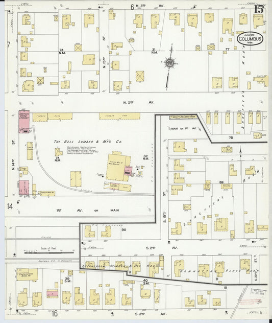 Sanborn Fire Insurance Map from Columbus, Lowndes County, Mississippi (1910), Sheet #0015 - Historic Sanborn Fire Insurance Map Print, vintage old map wall art, antique decor, genealogy gift, Mississippi Mississippi map