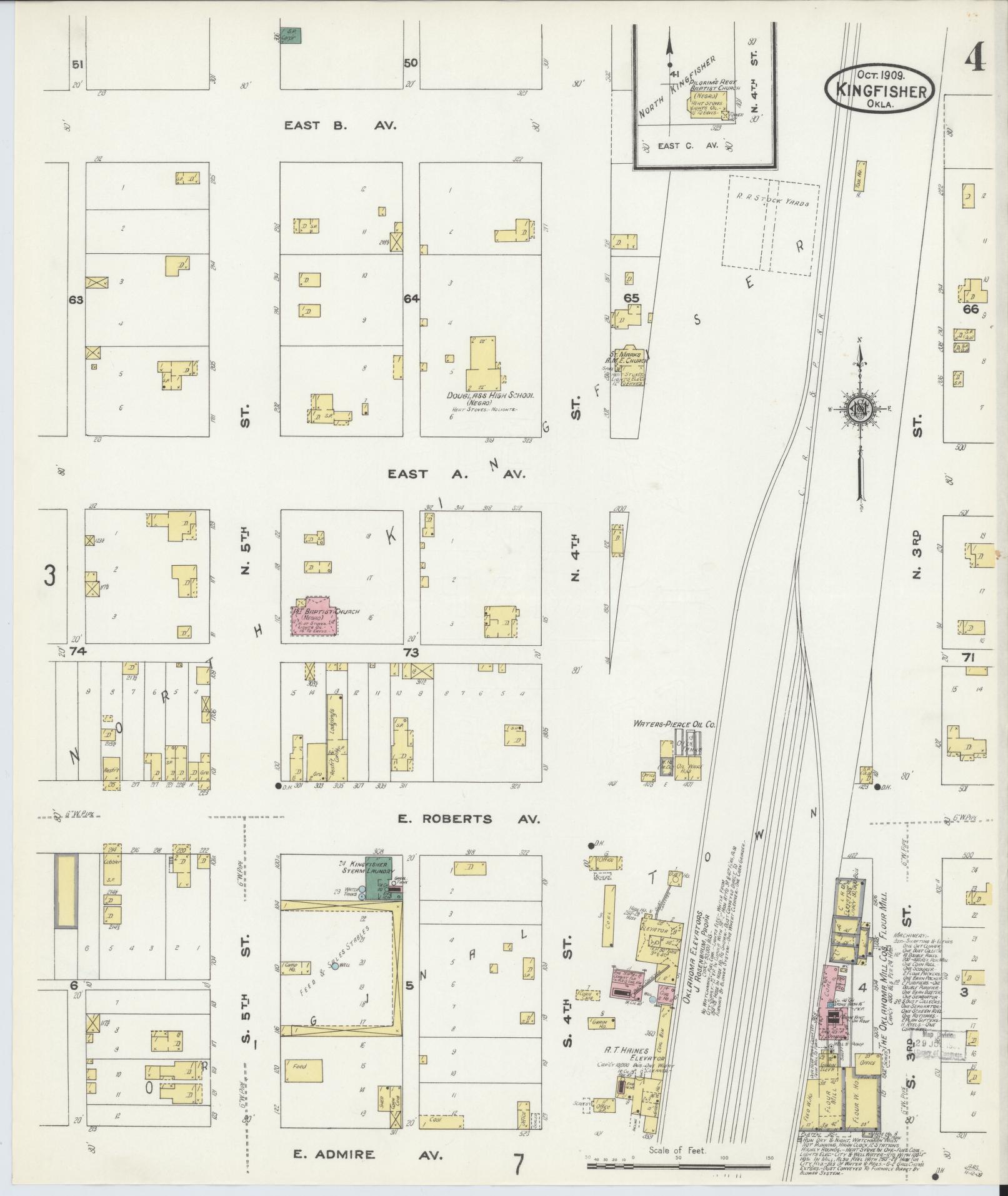 Sanborn Fire Insurance Map from Kingfisher, Kingfisher County, Oklahoma (1909), Sheet #0004 - Complete Map Set gallery image, historic Sanborn map, vintage wall art, Oklahoma Oklahoma