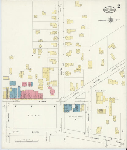 Sanborn Fire Insurance Map from Prattsburgh, Steuben County, New York (1913), Sheet #0002 - Historic Sanborn Fire Insurance Map Print, vintage old map wall art, antique decor, genealogy gift, New York New York map