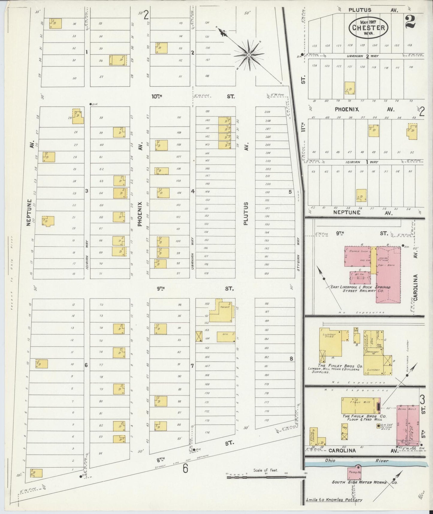 Sanborn Fire Insurance Map from Chester, Hancock County, West Virginia (1907), Sheet #0002 - Complete Map Set gallery image, historic Sanborn map, vintage wall art, West Virginia West Virginia