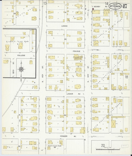Sanborn Fire Insurance Map from Mount Vernon, Jefferson County, Illinois (1913), Sheet #0017 - Historic Sanborn Fire Insurance Map Print, vintage old map wall art, antique decor, genealogy gift, Illinois Illinois map