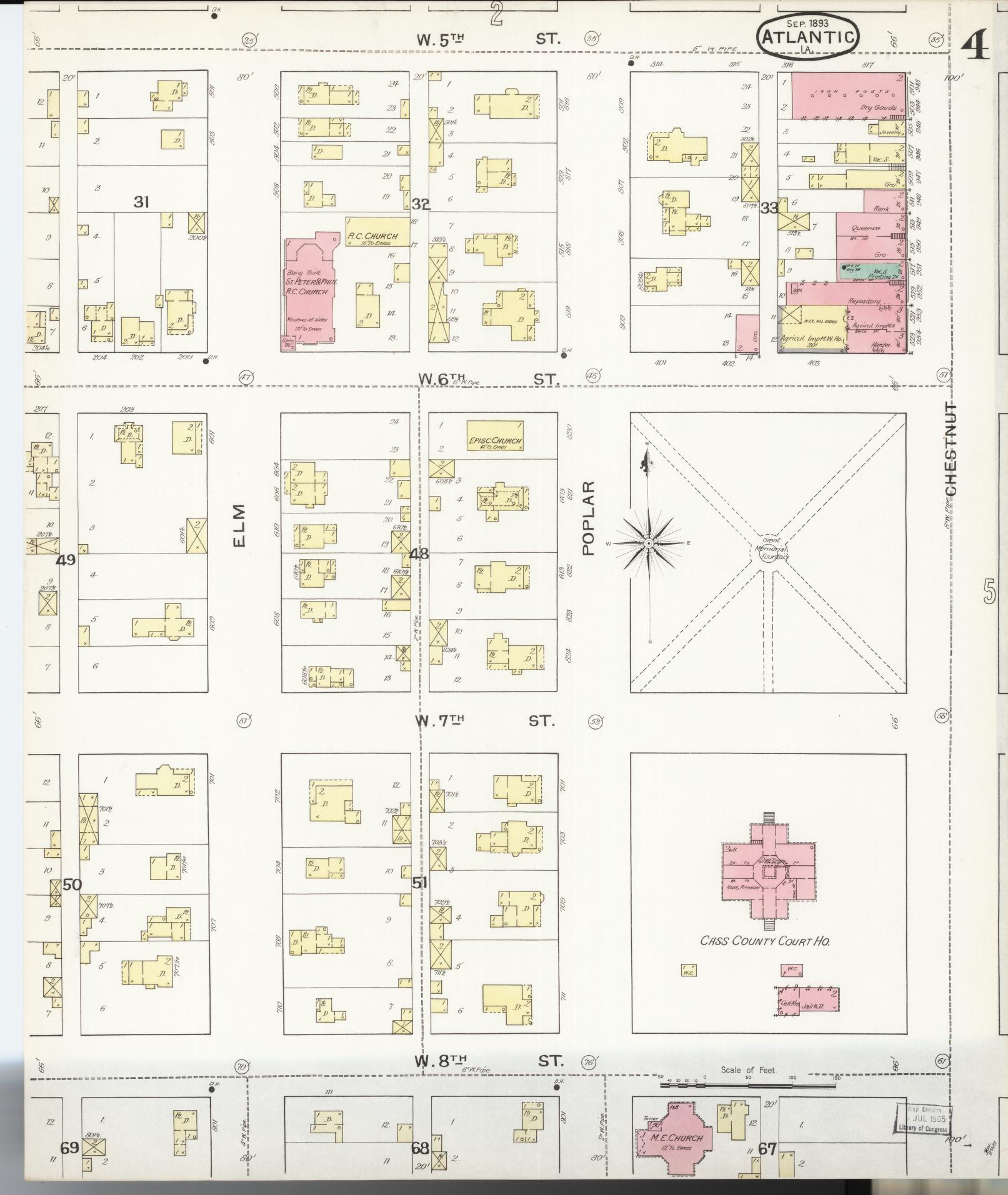 Sanborn Fire Insurance Map from Atlantic, Cass County, Iowa (1893), Sheet #0004 - Historic Sanborn Fire Insurance Map Print, vintage old map wall art