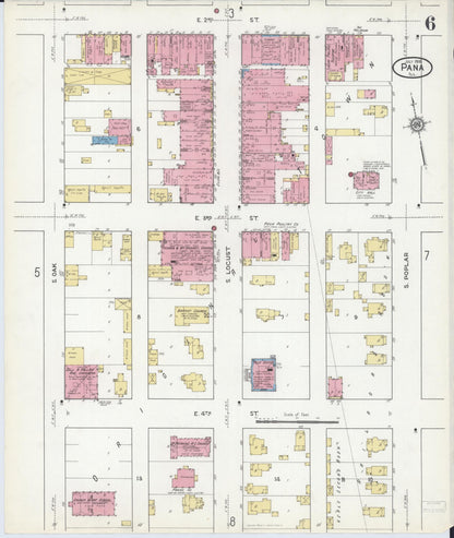 Sanborn Fire Insurance Map from Pana, Christian County, Illinois (1916), Sheet #0006 - Complete Map Set gallery image, historic Sanborn map, vintage wall art, Illinois Illinois