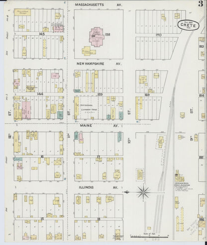 Sanborn Fire Insurance Map from Crete, Saline County, Nebraska (1889), Sheet #0003 - Complete Map Set gallery image, historic Sanborn map, vintage wall art, Nebraska Nebraska