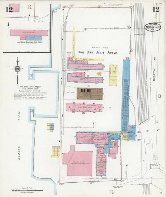 Sanborn Fire Insurance Map from Ossining, Westchester County, New York (1924), Sheet #0012 - Historic Sanborn Fire Insurance Map Print, vintage old map wall art, antique decor, genealogy gift, New York New York map