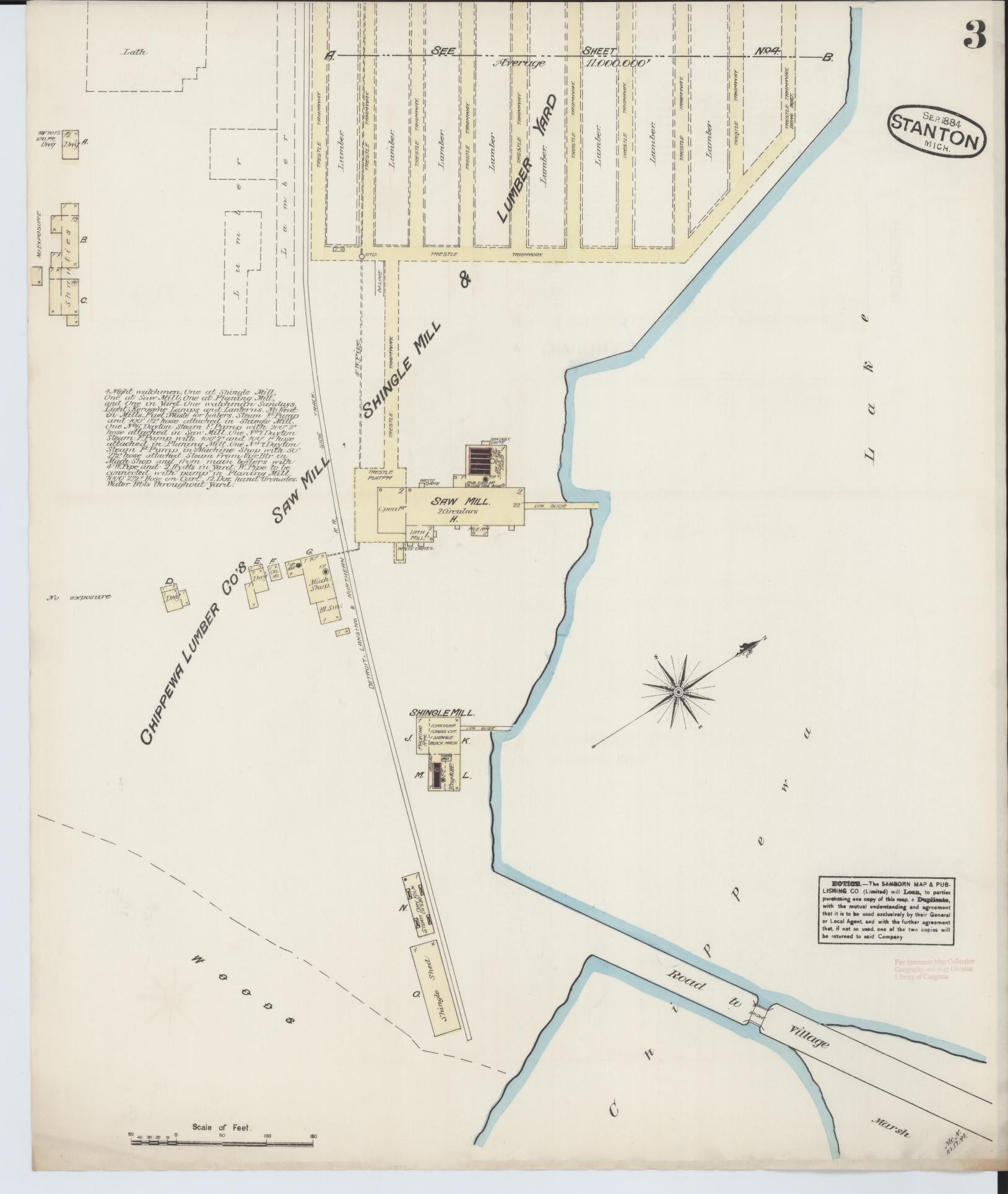 Sanborn Fire Insurance Map from Stanton, Montcalm County, Michigan (1884), Sheet #0003 - Complete Map Set gallery image, historic Sanborn map, vintage wall art, Michigan Michigan