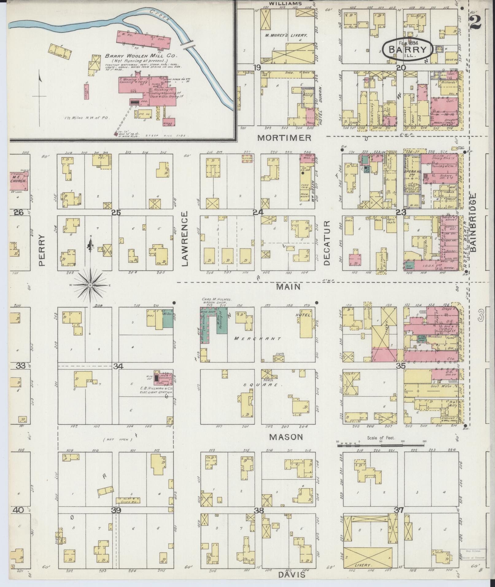 Sanborn Fire Insurance Map from Barry, Pike County, Illinois (1894), Sheet #0002 - Complete Map Set gallery image, historic Sanborn map, vintage wall art, Illinois Illinois