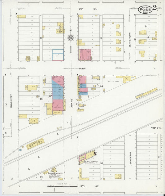 Sanborn Fire Insurance Map from Foss, Washita County, Oklahoma (1916), Sheet #0002 - Historic Sanborn Fire Insurance Map Print, vintage old map wall art, antique decor, genealogy gift, Oklahoma Oklahoma map