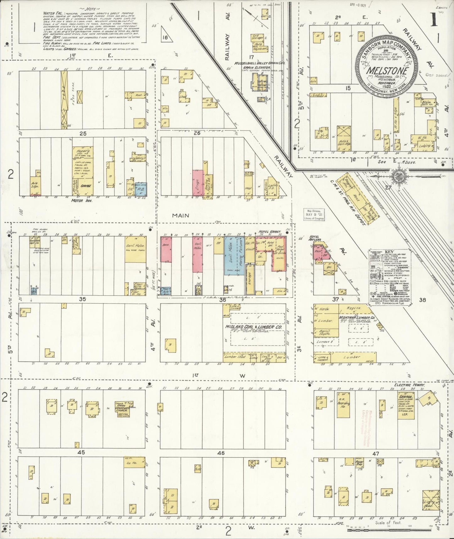 Sanborn Fire Insurance Map from Melstone, Musselshell County, Montana (1920), Sheet #0001 - Complete Map Set gallery image, historic Sanborn map, vintage wall art, Montana Montana