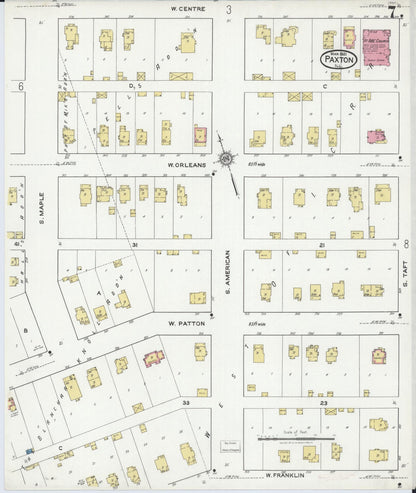 Sanborn Fire Insurance Map from Paxton, Ford County, Illinois (1921), Sheet #0007 - Complete Map Set gallery image, historic Sanborn map, vintage wall art, Illinois Illinois