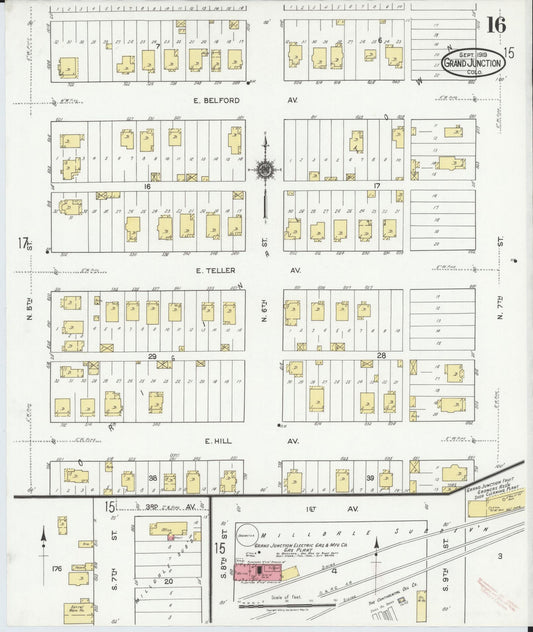 Sanborn Fire Insurance Map from Grand Junction, Mesa County, Colorado (1919), Sheet #0016 - Historic Sanborn Fire Insurance Map Print, vintage old map wall art, antique decor, genealogy gift, Colorado Colorado map