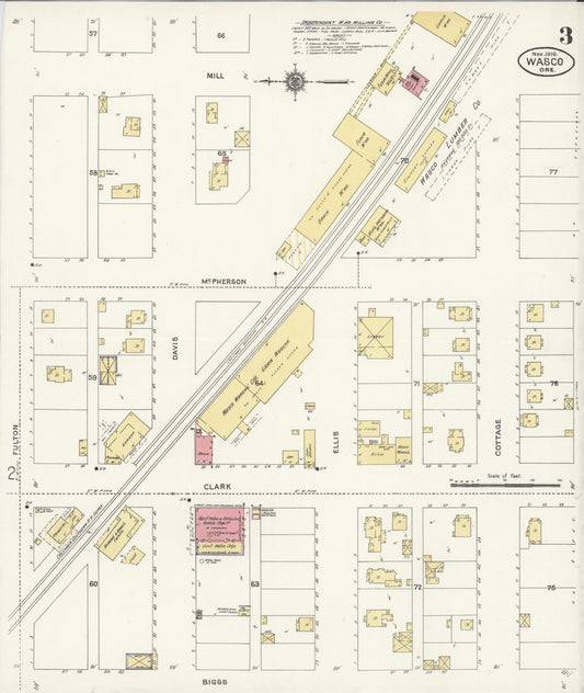 Sanborn Fire Insurance Map from Wasco, Sherman County, Oregon (1910), Sheet #0003 - Historic Sanborn Fire Insurance Map Print, vintage old map wall art, antique decor, genealogy gift, Oregon Oregon map