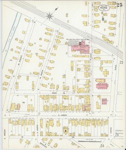 Sanborn Fire Insurance Map from Rome, Oneida County, New York (1904), Sheet #0025 - Complete Map Set gallery image, historic Sanborn map, vintage wall art, New York New York