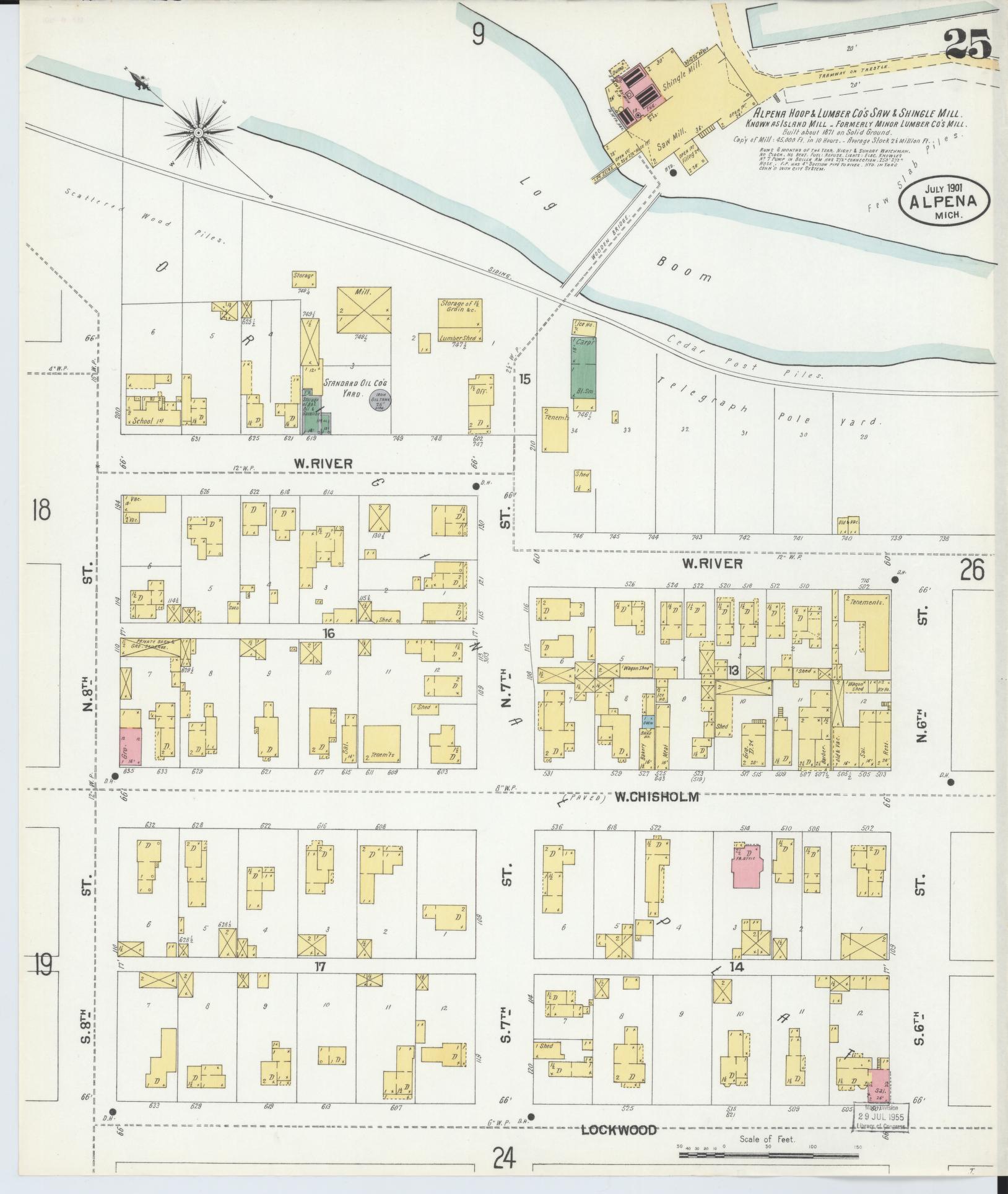 Sanborn Fire Insurance Map from Alpena, Alpena County, Michigan (1901), Sheet #0025 - Complete Map Set gallery image, historic Sanborn map, vintage wall art, Michigan Michigan